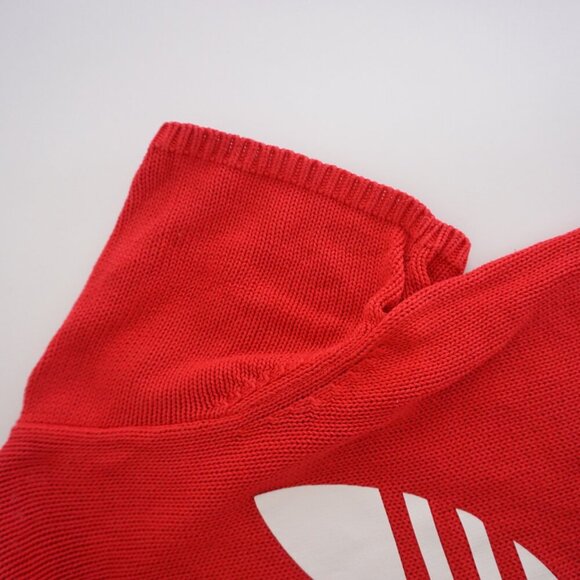Adidas Red 100% Cotton Knit Big Trefoil Logo Mockneck Short Sleeve Sweater S - Picture 8 of 15